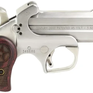 Bond Arms BAC2K Century 2000 45 Colt (LC)/410 Gauge 2rd 3.50"  Stainless Steel Double Barrel & Frame, Auto Extractor & Rebounding Hammer, Blade Front/Fixed Rear Sights, Rosewood Grip, Manual Safety