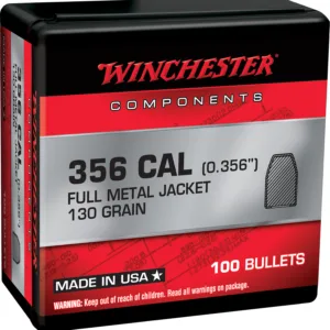 Winchester Ammo WB38MC130X Centerfire Handgun Reloading 38Cal 130gr Full Metal Jacket 100 Per Box/10 Case