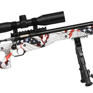 Crickett KSA2153 Precision Complete Package 22 LR 1rd 16.12" Blued American Flag & Amendment Fixed Thumbhole Stock Right Hand (Youth)