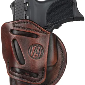 1791 Gunleather 4WH3VTGR 4-Way  IWB/OWB Size 03 Vintage Leather Belt Clip Compatible w/Glock 26/Ruger LC9/S&W M&P Shield/2.0 9/40 Right Hand