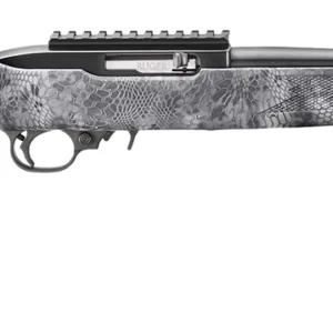 Ruger 31215 10/22  Carbine 22 LR 10+1 16.12" Satin Black Steel Threaded Barrel, Steel Receiver w/Scope Rail, Fixed Kryptek Typhon Camo Synthetic Stock