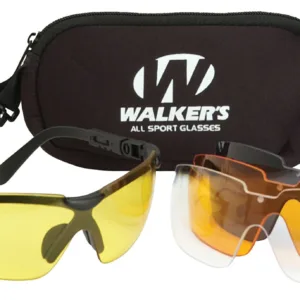 Walker's GWPASG4L2 Sport Glasses Combo Adult Clear/Smoke Gray/Amber/Yellow Lens Polycarbonate Black Frame