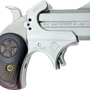 Bond Arms BAM Mini Original 45 Colt (LC) 2rd 2.50"  Stainless Steel Double Barrel & Frame, Auto Extractor & Rebounding Hammer, Blade Front/Fixed Rear Sights, Rosewood Grips, Manual Safety